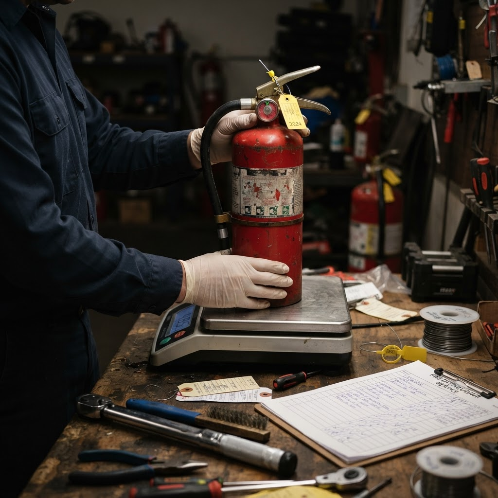 Fire extinguisher being serviced by Jero Fire Solutions in Gauteng